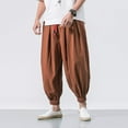 thumbnail image 2 of DAZLOR Mens Hip Hop Harem Pants Fashion Solid Color Oversized Tapered Pants Casual Comfy Elastic Drawstring Baggy Trouser, 2 of 7