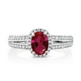 thumbnail image 2 of Gem Stone King 1.60 Ct Oval Red Created Ruby 925 Sterling Silver Ring (Size 5), 2 of 5