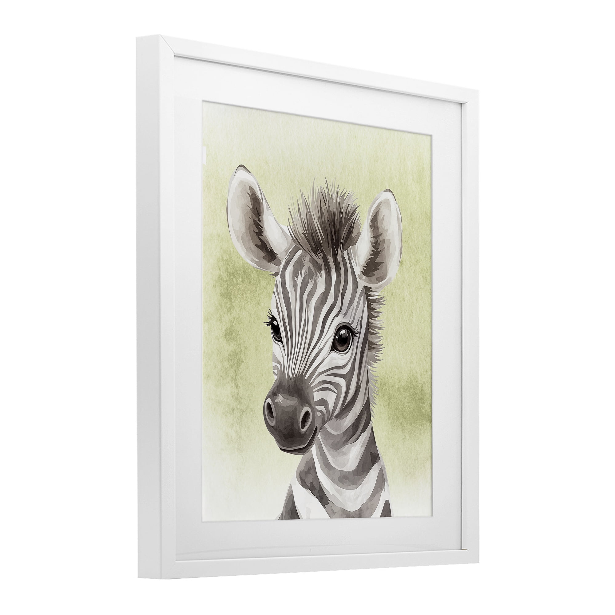 Stupell Industries Jungle Friends Baby Zebra White Framed Print Under Glass, design by Christine Simpson Art