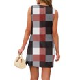 thumbnail image 4 of CIENVNSTG Womens Summer Plaid Printed Sleeveless V-Neck Beach Cover up Dresses Casual Loose Resort Wear Sundresses Tank Dress Swimsuit Coverup Coffee XL, 4 of 5