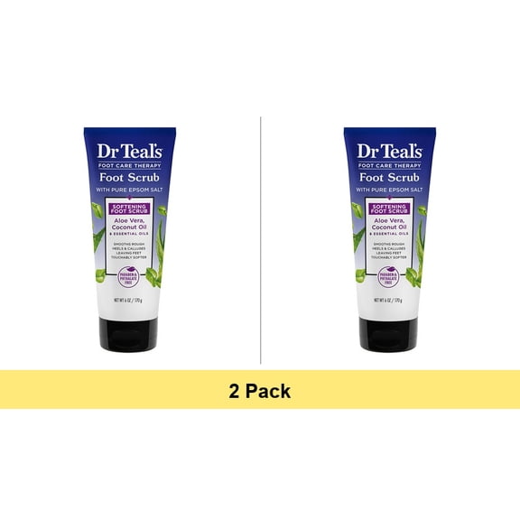 Dr Teal's Foot Scrub with Aloe Vera and Coconut Oil, 6 Oz. - 2 Pack