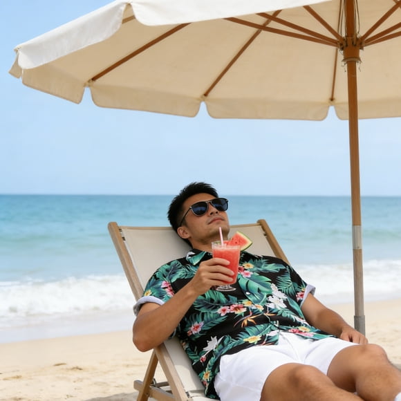 Product Category Men Shirts - Floral Print Short Sleeve Shirt for Summer Casual Wear Lightweight Breathable Button Down Everyday