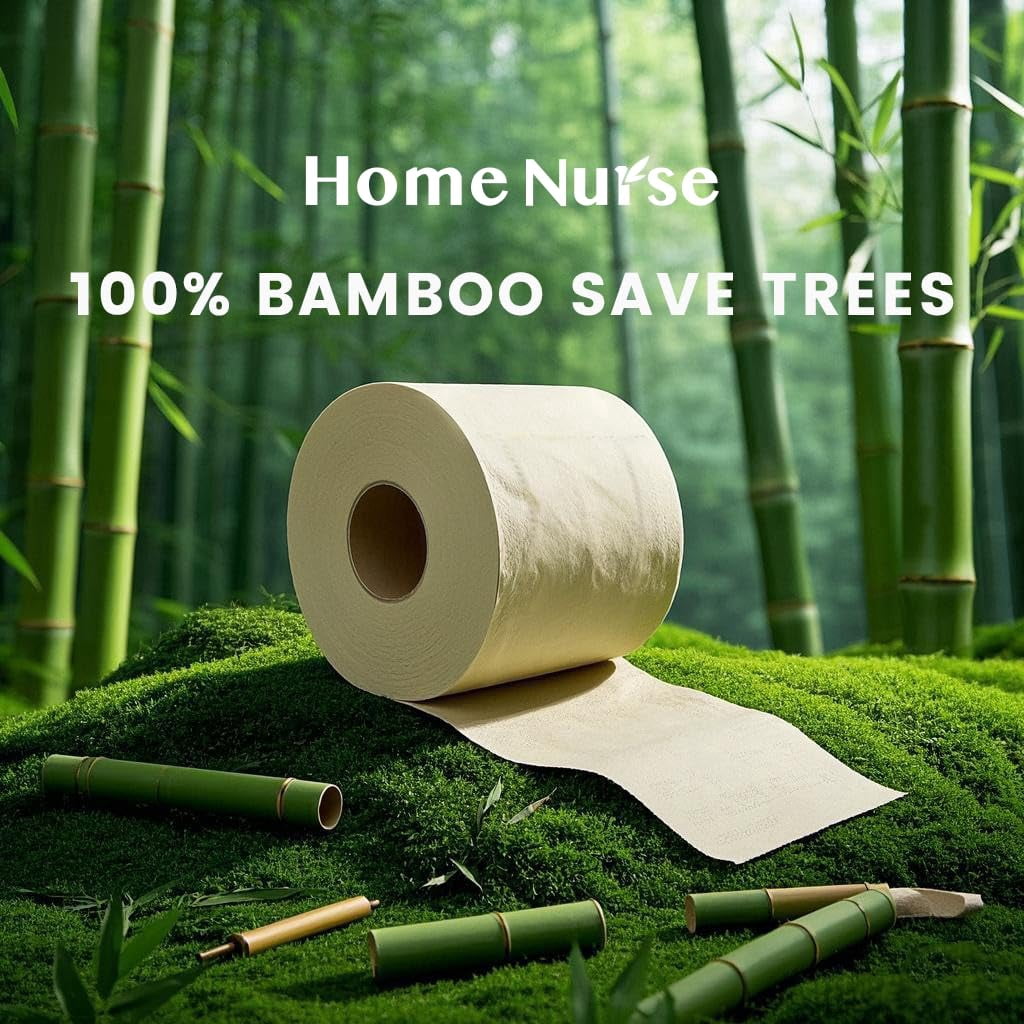 Eco-Friendly 4-Ply, Ultra Absorbent, Unbleached, Bamboo Toilet Paper Bulk 48 Rolls, Unbleached, Septic Safe