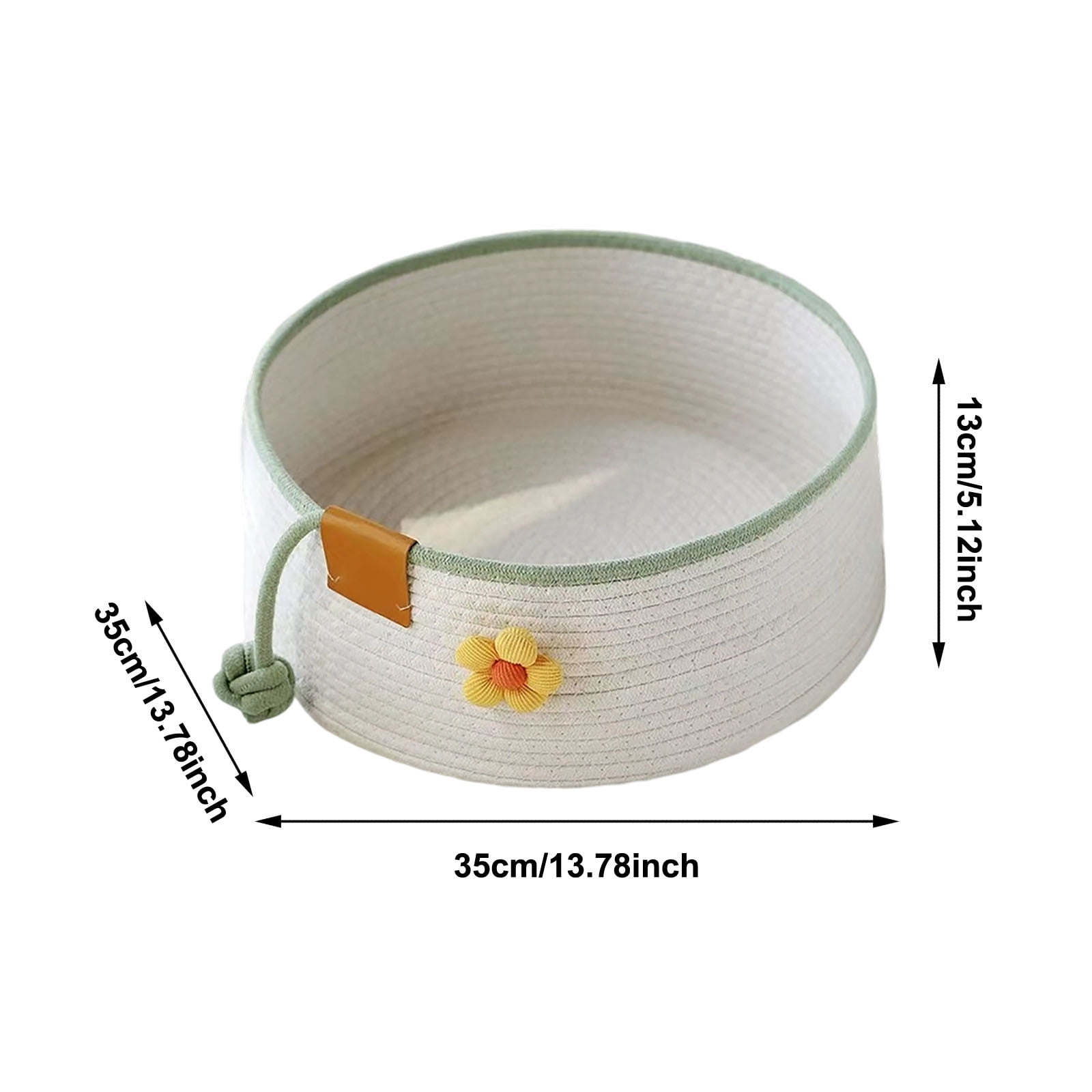 Cozy Woven Pet Bed, Soft Cotton Rope Cat Basket for Scratching 1 Pack, Washable Round Sleeping Nest, Comfortable Bedding for Small Dogs & Cats 13.8x5.1 Inch