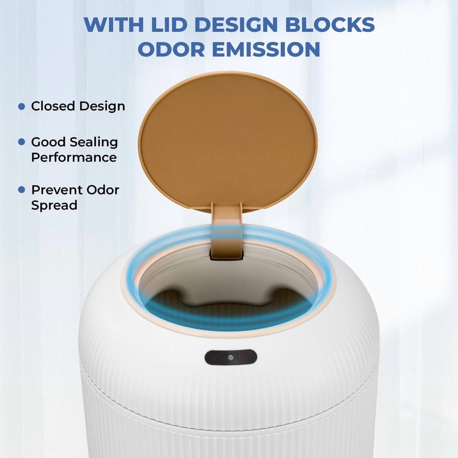 Touchless Automatic Trash Can 10L, Motion Sensor Smart Bin, Waterproof for Kitchen & Bathroom (White)
