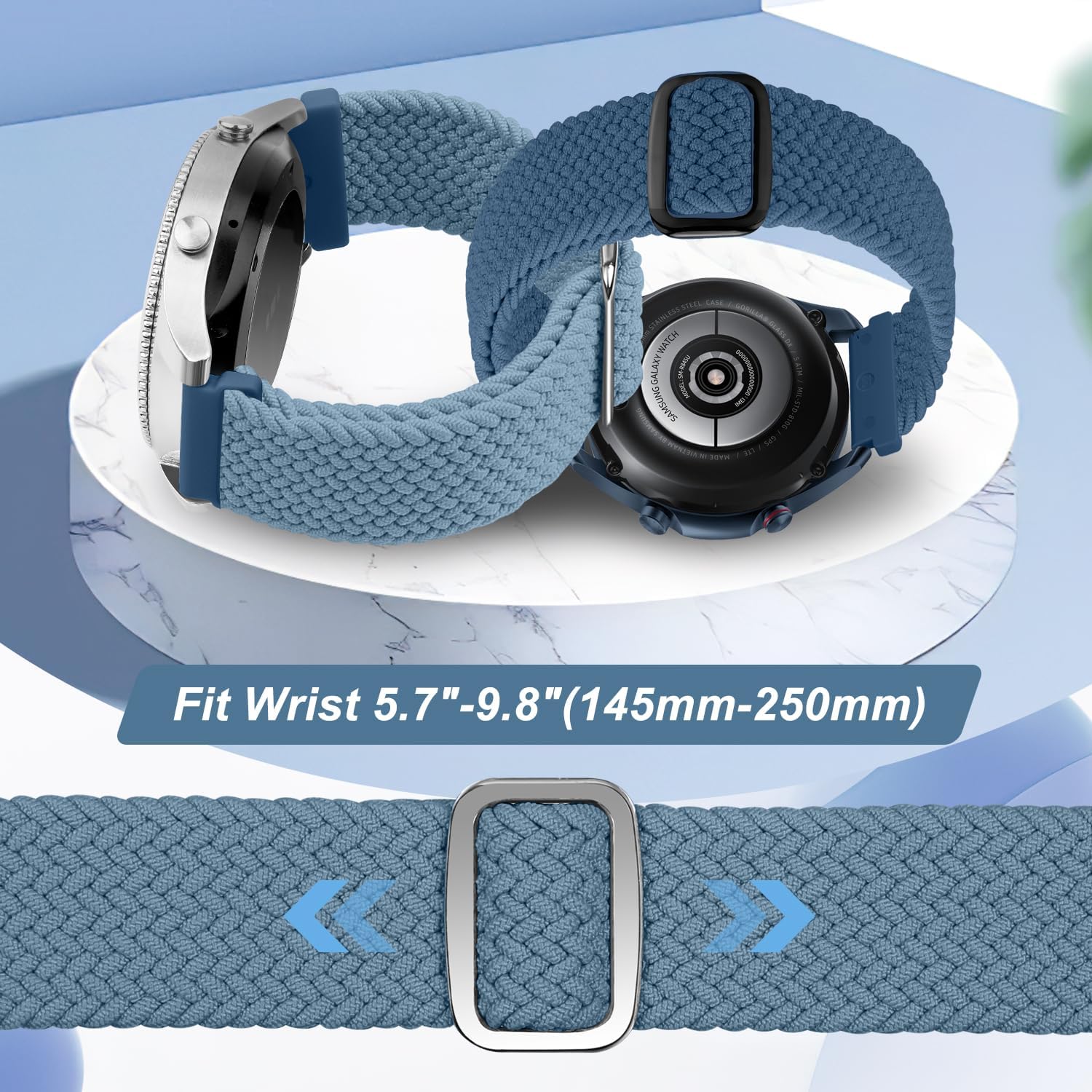 CRKMGS-24mm Quick Release Braided Band Compatible with Garmin Venu X1, TicWatch Altas/Pro 5/Pro 5 Enduro, Solo Loop Adjustable Smartwatch Bands for Suunto 9/7/D5 Women Men
