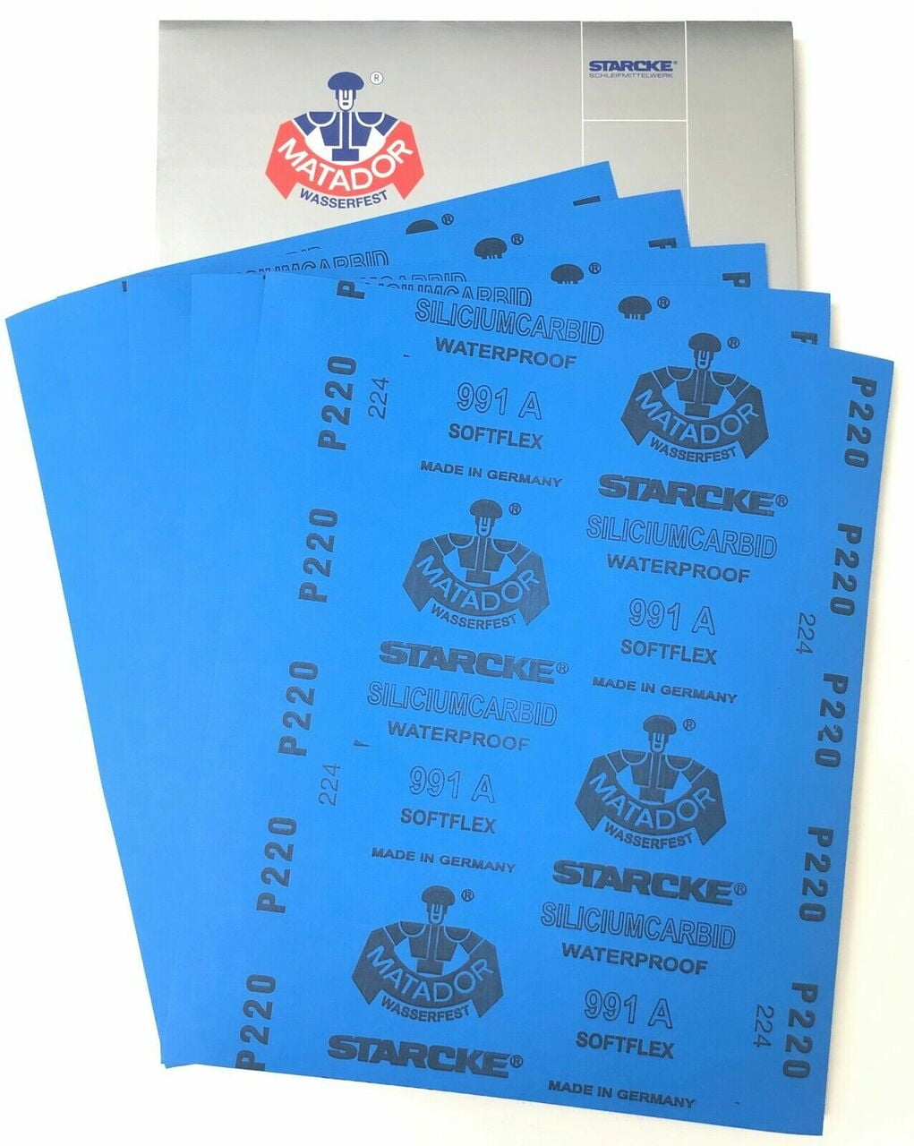 Matador Waterproof Sandpaper Wet or Dry Abrasive Paper 220 Grit Per