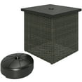 thumbnail image 2 of Outsunny All Weather Wicker Side Table with 1.5" Umbrella Hole, Square Outdoor End Table with UV-Resistant Frame, Storage Space for Patio, Mixed-Brown, 2 of 9