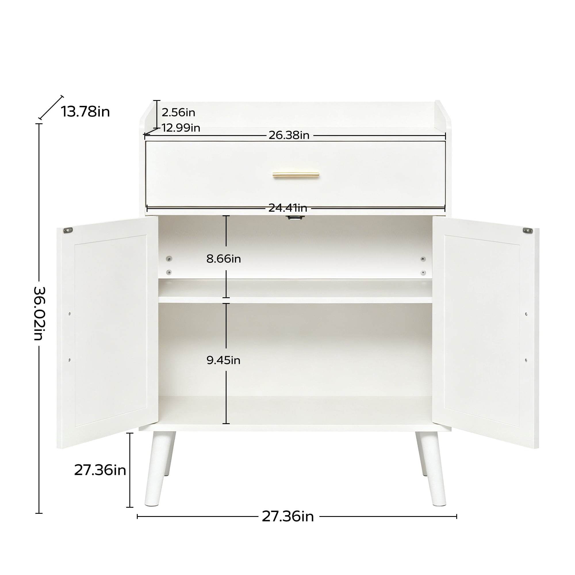 Kitchen Storage Cabinet, 2 Door Cabinets & 1 Drawer, Wood Grain, Coffee Bar Station