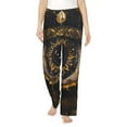thumbnail image 2 of Lsque Mystical Golden Eye Print Women's Pajama Pants, Lounge Pant - Comfortable Home Wear,Elastic Waistband, Stylish Design-Small, 2 of 9