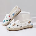 thumbnail image 7 of IEMIEMIEM Women's Canvas Shoe Distressed Espadrille Slip-On Shoes Frayed Colorful Patch Print Casual Canvas Loafers with Hemp Sole for Daily 8 wide, 7 of 7