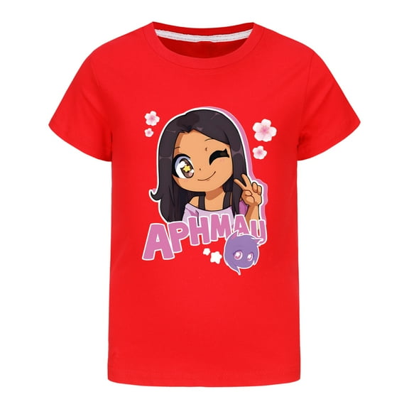 Girls Super Soft Short Sleeve T-Shirts Cute Anime Aphmaus Print Summer Tops Tees Graphic Blouse Birthday Gifts