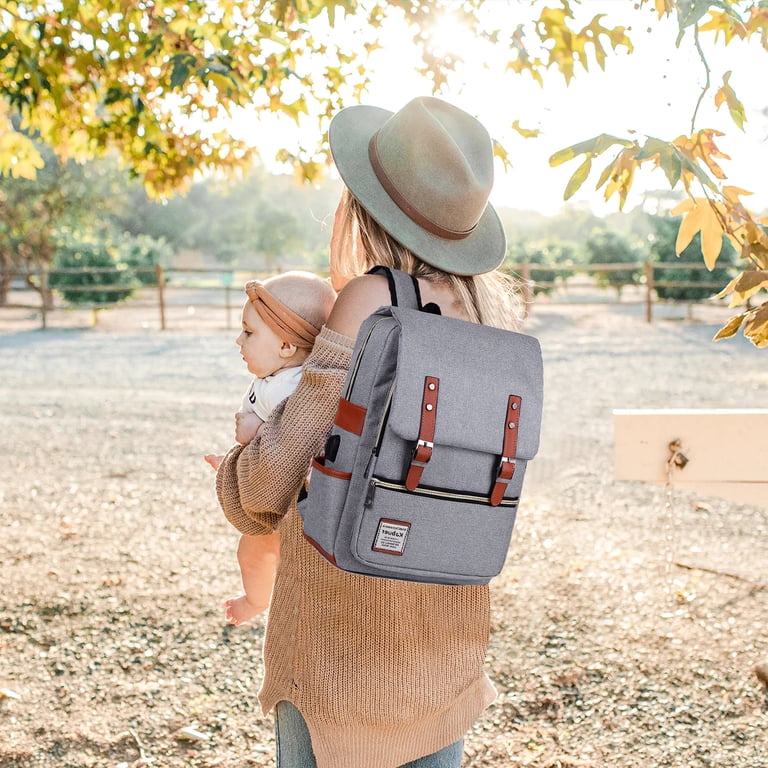 Vintage Laptop Backpack, College Bag with USB Charging Port  display picture 2