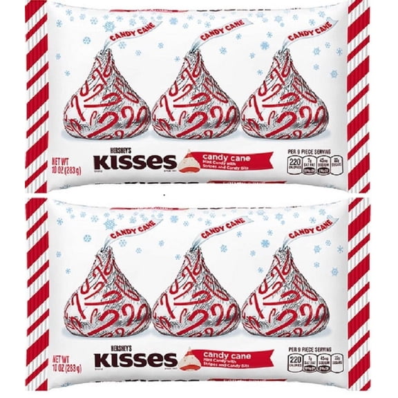 Hersheys Kisses with Candy Cane Flavored White Chocolate Candy, 10-Ounce Bag (Pack of 2)
