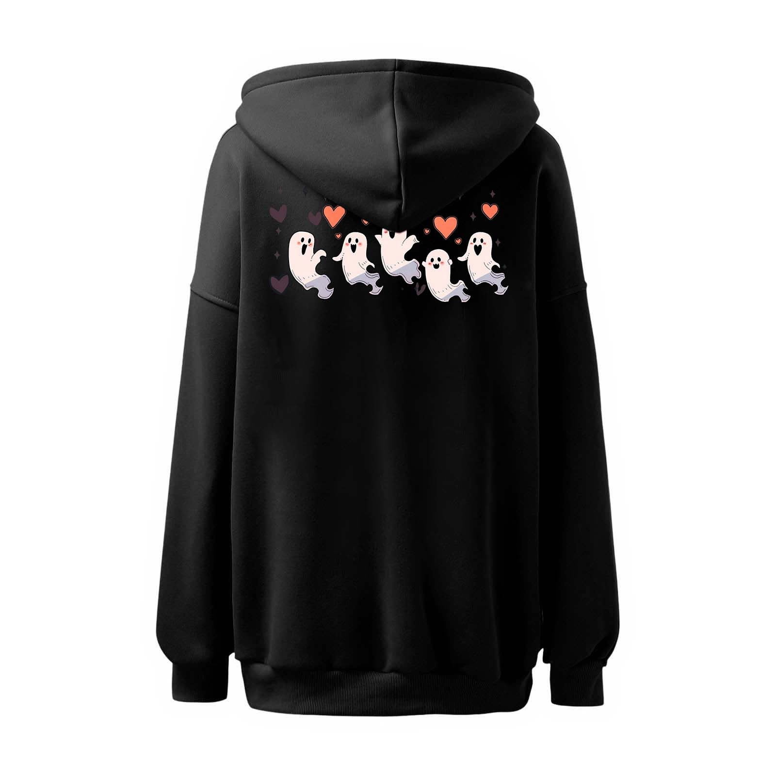 And Winter Fashion Cute Printed Women's Hooded Sweatshirt Without Pockets Zip up Hoodie Womens Women's Hooded Sweatshirt Clothe Sweatshirt Long Sleeve Button down Sweatshirt Sweatshirt Women Pullover