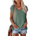 thumbnail image 3 of Tops para mujer Verano Camisetas 2023 Moda Básica Manga Corta Cuello Redondo Suelto Vestido Túnica Blusa Lindo Gráfico Camisetas, 3 of 5