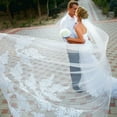 thumbnail image 2 of Velo de novia de una sola capa MACHAO Bordado de encaje 3 m Blanco, 2 of 5