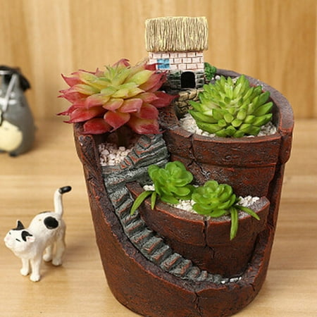 10x12cm Sky Garden Small House Succulent Green Plant Planter Herb Flower Basket Bonsai Pot Home (Best Countertop Herb Garden)