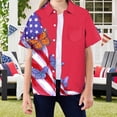 thumbnail image 2 of Staki 4th of July Button up Shirt American Flag Shirt Girls Patriotic Hawaiian Shirts 4th of July Tops Kids Red White Blue Hawaii Floral Button Up Shirts 4T 5T 13T(Dark Blue,4-5 Years), 2 of 4