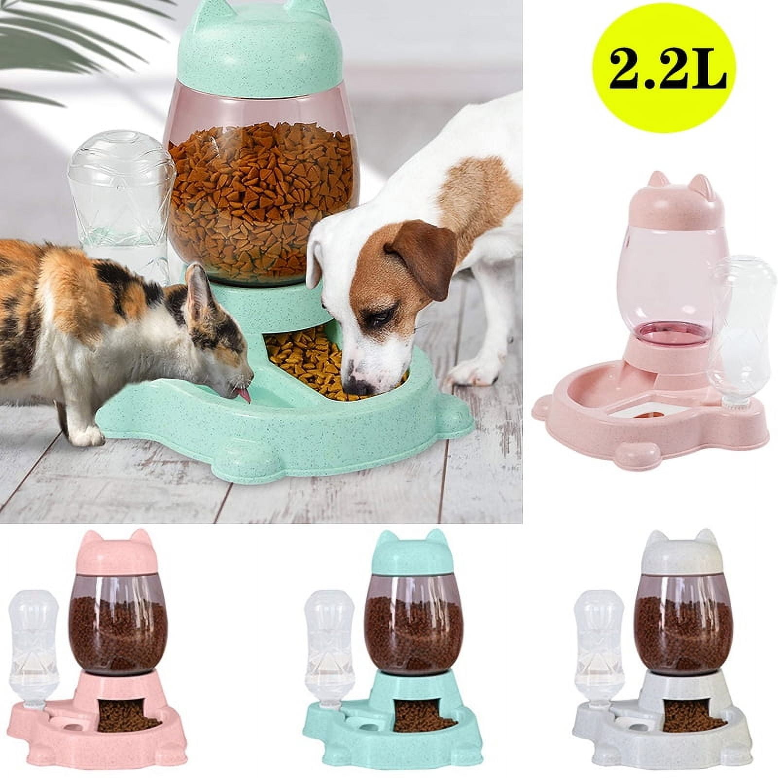 Birdsexy 2 in 1 Automatic Feeder Pet Stuff Dog Cat Drinking Bowl For Pets Water Drinking Feeder Storage Continuous Food Feeder for Pet Cat Dog - Blue