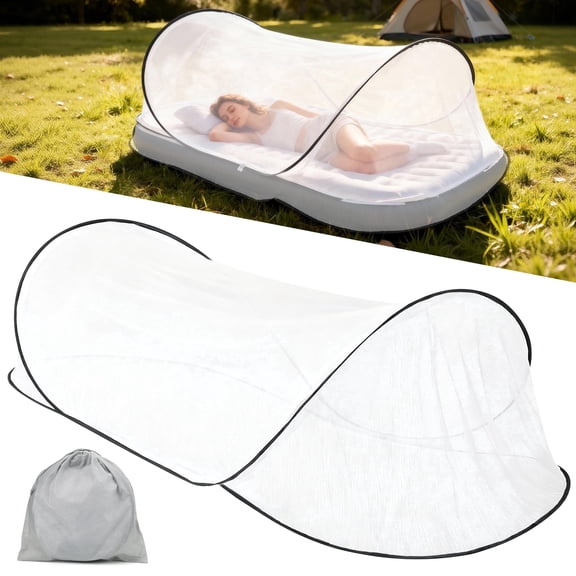 TSV Large Pop Up Mosquito Net Tent, Portable Foldable Mosquito Net for Adults, Soft Convenient Mesh Tent for Bed Camping Travel Patio, 78 x 31 x 22in