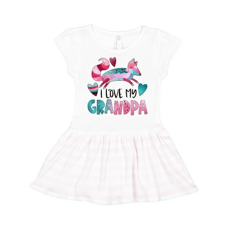 

Inktastic I Love My Grandpa Pink and Blue Fox with Hearts Gift Toddler Girl Dress