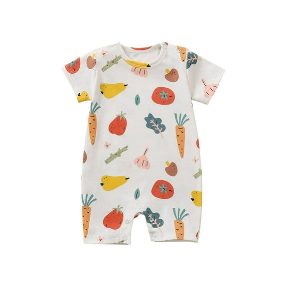 Zwiiyzr Unisex Newborn Baby Boy Girl Short Sleeve Button Romper Jumpsuit Summer One-Piece Outfits Solid Color Toddler Clothes Red