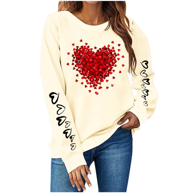 ameIAEA Valentines Day Sweatshirt Women Crewneck Graphic Pullover Long Sleeve Fall Spring Tops