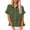 #02Army Green, variant on Linen Button Down Tops for Women Short Sleeve Summer Work Shirts Cute Ruffle Hem V Neck Blouses Dressy Casual Black M