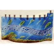 Judaica TB-MEN-377 13'' x 8'' Mediterranean Glass Menorahs