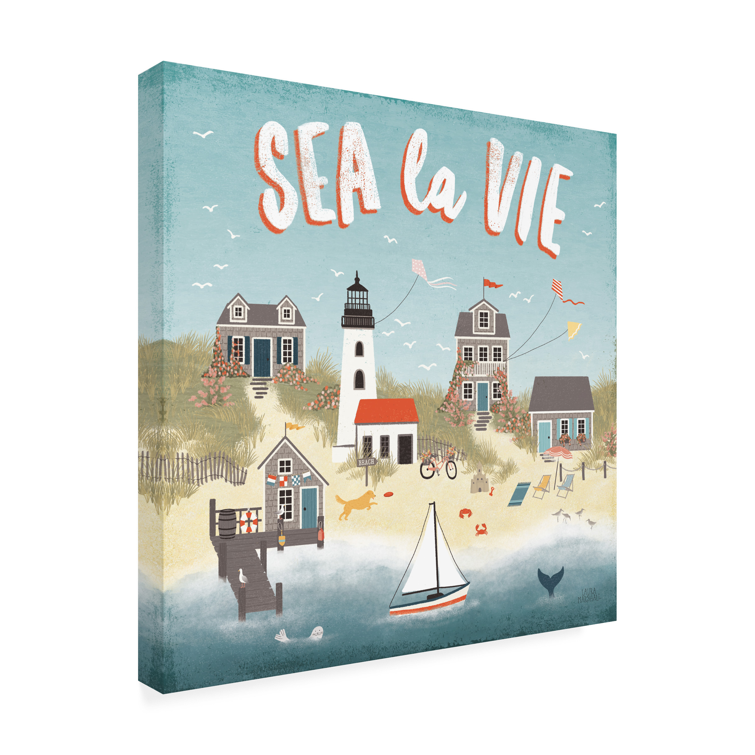 Laura Marshall 'Seaside Village III' Canvas Art