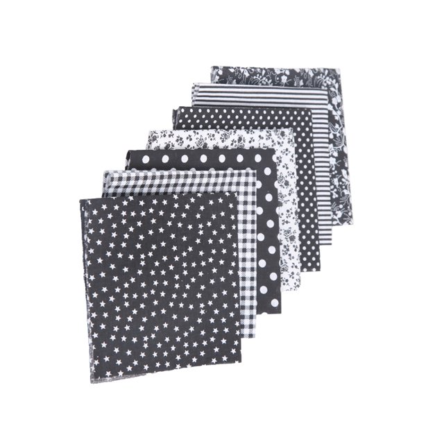Tela acolchada Naiovety 7 piezas con estampado floral 25*25cm color Negro