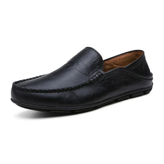 Go Tour Men's Casual Slip-On Loafers, Breathable Driving Shoes, Fashion Slipper, Black, Size 7.5