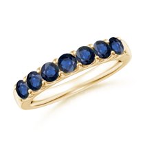 ANGARA Natural 1.05 Ct Half Eternity Sapphire Wedding Band in 14K Yellow Gold for Women (Size-3.1mm) | September Birthstone, Anniversary, Jewelry Gift for Women | Natural Sapphire Ring