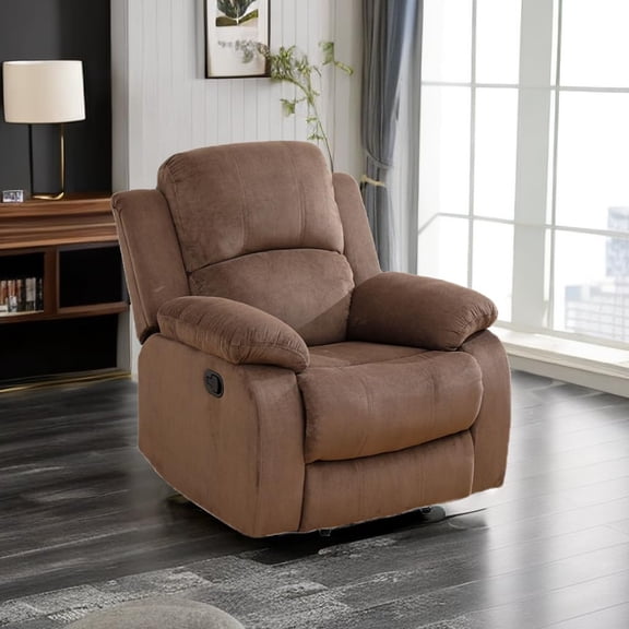 Brown Fabric Recliner Sofa Luxurious Seating with Fabric Finish, Ergonomic Design, and Adjustable Backrest, Compact Reclining Sofa for Small Spaces/RVs, Home Theaters, Houses, and Offices.