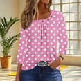 thumbnail image 3 of HomeGardon 3/4 Length Sleeve Womens Tops Summer Tops for Women Fashion Comfortable Slanted Collar 3/4 Sleeved Blouse Printed T-shirt Casual,S-XXXL, 3 of 7