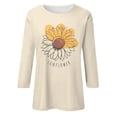 thumbnail image 5 of Knosfe Womens Tops 3/4 Sleeve Summer Sunflower Slim Cute Tops Crewneck Slim Fit Half Sleeve Tshirts Shirts Spring Blouse Beige L, 5 of 5