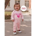 thumbnail image 4 of BemeyourBBs Newborn Baby Girls Stripe Romper Daddy's Girl Outfits Letter Bow Embroidery Long Sleeve Jumpsuit with Headband Set, 4 of 9
