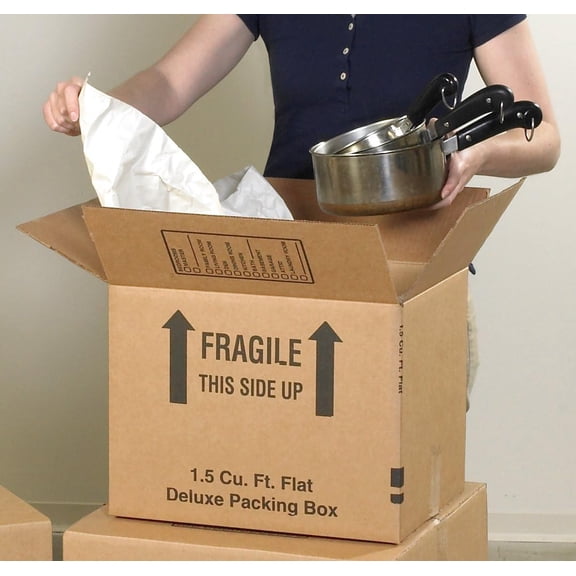 P161212DPB Deluxe Packing Boxes, 16"L x 12"W x 12"H, Kraft (Pack of 25)