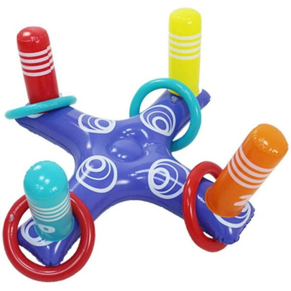 Inflatable Ring Toss Pool Game Toys Floating Swimming Pool Ring with 4 Pcs Rings for Multiplayer Water Pool Game Kid Family Pool Toys & Water Fun Beach Floats Outdoor Play Game Party