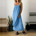 thumbnail image 3 of JBXKXYW Dresses for Women Women's Spring and Summer Casual Cotton and Linen Suspenders Dress Dresses Sundress Sun Dress (Blue,XXL), 3 of 6