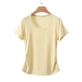 thumbnail image 5 of hlysgo Womens Comfy Lightweight Shirt Running Workout Swim Basic Short Sleeve Crewneck Sun T-Shirt Yellow,2xL, 5 of 5