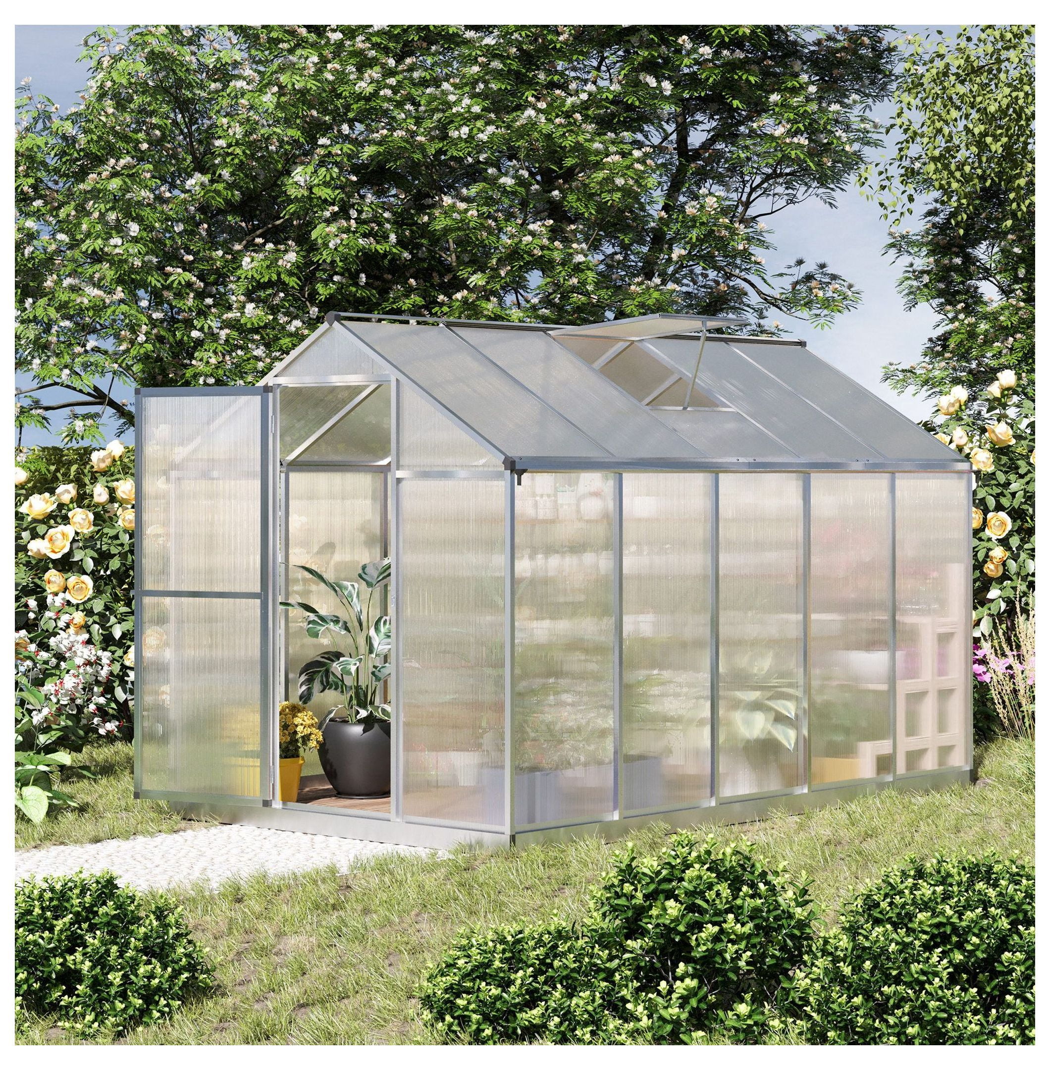 Walk-In Greenhouse - 10'x6' Polycarbonate Greenhouse for Winter - Plant Protector for Vegetables, Flowers, Herbs - UV Protection & Ventilation