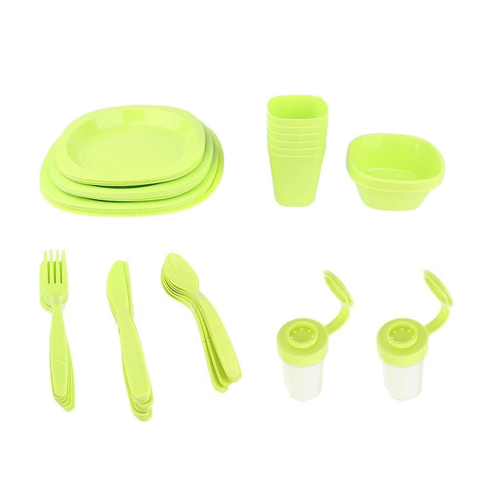 Travel Picnic Camping Tableware Party Tableware Plates Cups Bowl Spoon Fork 