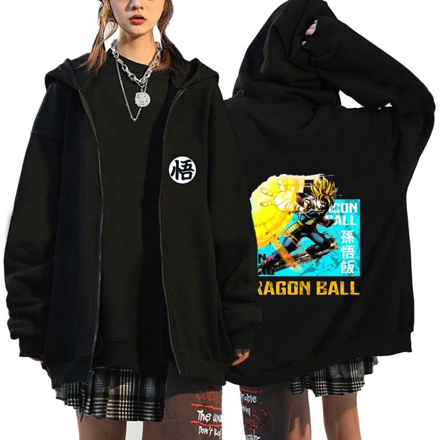 Anime japonés otoño e invierno nuevo Dragon Ball Muscle Goku estampado cremallera más sudadera de terciopelo chaqueta con capucha top