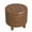 Brown Faux Leather, variant on HomePop Small Round Button Tufted Storage Ottoman, Black Faux Leather