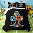 thumbnail image 2 of Manfei Boys Rugby Quilt Full, Sports Full Bedspread Sets, Black Orange Cyan, Black Reversible 3 Pieces, 1 Coverlet and 2 Pillowcases, 2 of 7