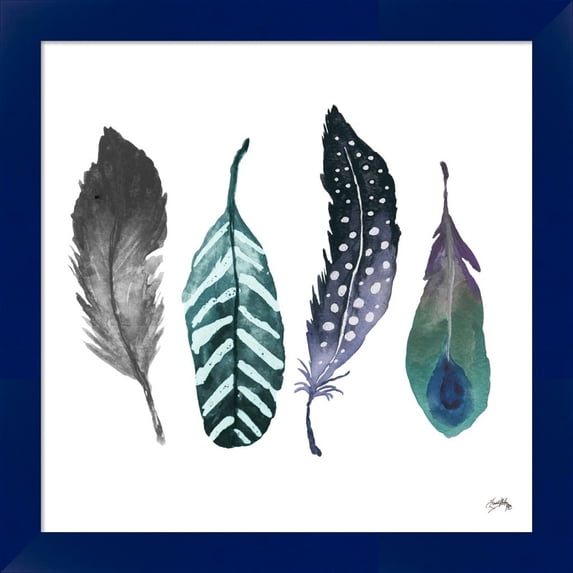 Great Art Now Indigo Feathers by Elizabeth Medley, Framed Wall Art, 14W x 14H