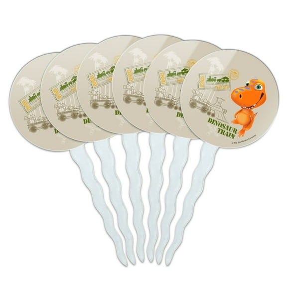 Dinosaur Train Ticket Buddy T-Rex Cupcake Picks Toppers Decoration Set of 6