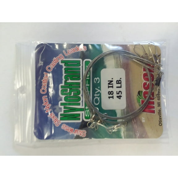 Mason NYLOSTRAND Bright 18" Fishing Leaders, 45 Lb., 3 Count